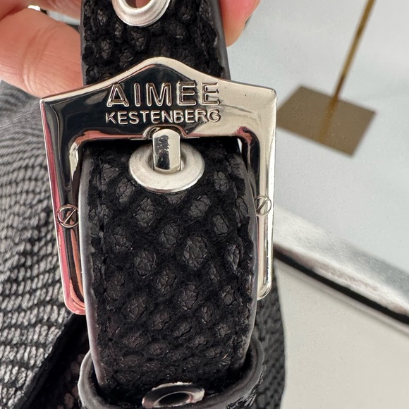 Aimee Kestenberg Genuine Leather Lizard Embossed Shoulder/Crossbody Bag Black - Picture 8 of 17